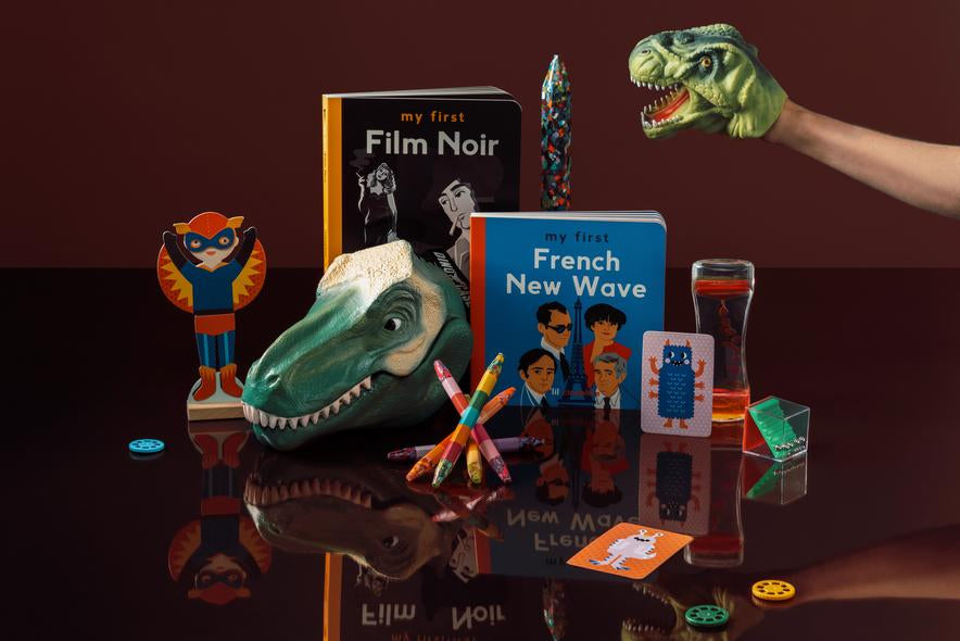 A selection of books and toys for children.